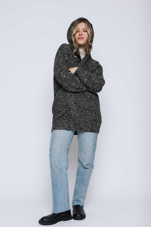 Olivia-Hooded Cable Cardigan